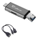 TV xStream SD Kart Okuyucu, Depolama Genişletme veya Dosya Aktarım Seti, Fire Sticks, Medya Cihazları, Oyun Sistemleri, 3'ü 1 Arada USB 2.0 / USB C/Mikro USB Kart Okuyucu - SD Kart, Micro SD, OTG Kablosu Dahil