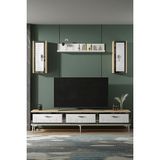 TVR1801DBS- Tuna Tv Ünitesi Takımı 180CM Safirmeşe - Beyaz - Gümüş - Safir Meşe - Gümüş
