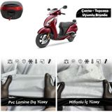Tvs Jupıter 125 Uyumlu Motosiklet Brandası Su Geçirmez Miflonlu Topcase Çanta Uyumlu Motor Branda