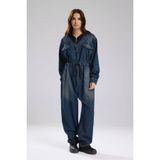 tw3 Kadın Denim Kumaş Ve Örme Kumaş Garnili Tulum