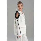 Tw3 Kadın Tek Omuzu Açık Tasarım Blazer Ceket - Beyaz