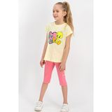 Tweety Lisanslı Açık Sarı Kız Çocuk Tayt Takım - 2 - 3 Yaş