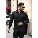 Twenhil Dar Kesim Slim Fit Spor Siyah Uzun Kollu Gömlek