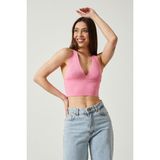 Twenty3 Kadın Super Crop Sırt Detaylı Triko Büstiyer Bluz (Pembe, S/M)