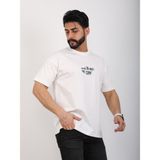 twentyfive25 Erkek Bisiklet Yaka Baskılı Oversize Tişört - Beyaz