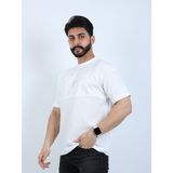 twentyfive25 Erkek Bisiklet Yaka Baskılı Oversize Tişört - M - Beyaz