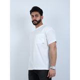 twentyfive25 Erkek Bisiklet Yaka Cepli Oversize Tişört - Beyaz