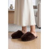 Twigy Ella Peluş Kadın Ev Terliği Koyu Kahverengi 37/41