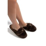 Twigy Mammy Peluş Kadın Ev Terliği Kahverengi 37/41