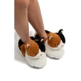 Twigy Renkli Kedi Kadın Hayvanlı Panduf Beyaz-Kahverengi 36/41 - Beyaz - Kahverengi