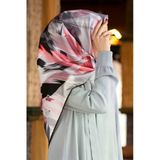 Twill Fırça Desenli Pudra Renkli 90X90 Eşarp (İpek İçermez) Kenar Dikiş Şekli El Dikişli