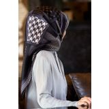Twill İpek Eşarp SİYAH/GRİ 90x90
