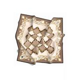 Twill Kemer Ve Zincir Desenli Bej Renkli 90X90 Eşarp (İpek İçermez) Kenar Dikiş Şekli El Dikişli