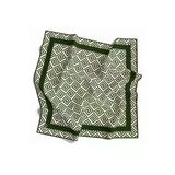 Twill Minimalist Desenli Zümrüt Yeşili Renkli 90X90 Eşarp (İpek İçermez) Kenar Dikiş Şekli El Dikişli