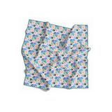 Twill Renkli Çiçek Desenli Buz Mavisi Renkli 90X90 Eşarp (İpek İçermez) Kenar Dikiş Şekli El Dikişli