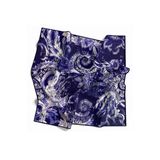Twill Şal Desenli Lacivert Renkli 90X90 Eşarp (İpek İçermez) Kenar Dikiş Şekli El Dikişli