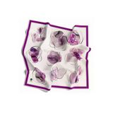 Twill Sulu Boya Geometrik Desenli Mürdüm Renkli 90X90 Eşarp (İpek İçermez) Kenar Dikiş Şekli El Dikişli