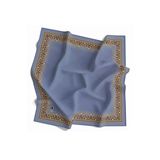 Twill Yumuşak Dokulu Kenar Motifi Şal Desenli Bebe Mavisi Renkli 90X90 Eşarp (İpek İçermez) Dikim Şekli : El Dikişi