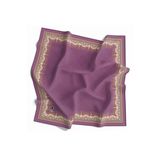 Twill Yumuşak Dokulu Kenar Motifi Şal Desenli Lila Renkli 90X90 Eşarp (İpek İçermez) Dikim Şekli : El Dikişi
