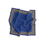 Twill Yumuşak Dokulu Kenar Motifi Şal Desenli Saks Renkli 90X90 Eşarp (İpek İçermez) Dikim Şekli : El Dikişi