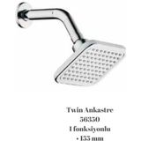 Twin Ankastre Duş Başlığı (Kare Model) - Gri