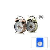 Twın Bell Alarm Clock Yuvarlak Masa Çalar Saat Metal Kasa Eskitme Desenli Pilli - Işıklı Çap: 10Cm Bgc-52 Herhangi Bir Renk Gönderilir (5224)