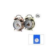 Twın Bell Alarm Clock Yuvarlak Masa Çalar Saat Metal Kasa Eskitme Desenli Pilli - Işıklı Çap: 10Cm Bgc-52 Herhangi Bir Renk Gönderilir (5250)
