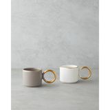 Twin Goldy Seramik 2'li Kupa 184 ml Vizon-Beyaz-Gold