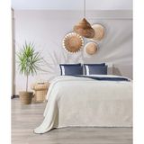 Twin Soft Pamuklu Çift Kişilik Battaniye Mavi Krem 200 x 220 5009A - 200 x 220 cm - Mavi - Krem