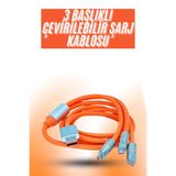 Twin Store Çoklu Şarj Kablosu Usb Type-c İos Uyumlu 120w Hızlı Şarj Kablosu KAR8912733543056