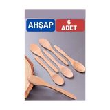 Twin Store Doğal Gürgen 6'lı Ahşap Servis Kaşığı – 13 Cm, Mini Boy, Pratik Mutfak - 001-Renkli