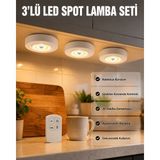 Twin Store Kablosuz 3 Lü Spot LED Lamba Seti Uzaktan Kumandalı Enerji Tasarruflu Aydınlatma