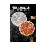 Twin Store Paslanmaz Çelik Pizza-Lahmacun Tepsisi – Delikli Tasarım ile Mükemmel Pişirme 36 cm 72 - 001-Renkli