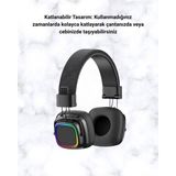 Twin Store Rgb Işıklı Katlanabilir Bluetooth 5.3 Kulak Üstü Kulaklık - Ahşap
