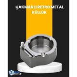 Twin Store Yuvarlak Çakmaklı Küllük Dayanıklı Metal Yapı - 0 - 200 ml - 000-Siyah