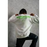 twingold Erkek Oversize Sweatshirt – Beyaz Renk Ön Ve Sırt Baskılı, Üç İplik İçi Pamuklu Kumaş, Rahat Kalıp,