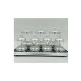 Twinkle 8 Parça Tepsi li Cam Baharat Takımı Platin - GLD05