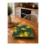 Twinkle Amalfi Garden Limon Desenli Kare Düz Tabak Yeşil 28 cm