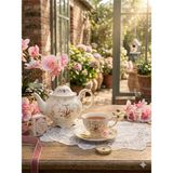 Twinkle Diana Porselen 6 Lı Çay Fincan Seti Vintage Çiçek Desenli Gold Detaylı - Renkli