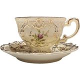 Twinkle Diana Porselen 6 Lı Kahve Fincan Seti Vintage Gold Detaylı Çiçek Desenli - Renkli