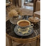 Twinkle Elizabeth Bone Porselen 6 Lı Kahve Fincanı Mavi Vitage - Renkli
