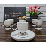 Twinkle Luxury Platin Bone Porselen Kahve Fincan Takımı 02PLT01 - Beyaz - 90 ml