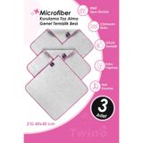Twino 3'lü Mikrofiber Temizlik Bezi 40x40 Çok Amaçlı Mobilya Halı Koltuk Ovma Silme Toz Alma Bezi
