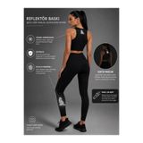 TWINTICKS Kadın Reflektörlü Kedi Baskılı Spor Tayt Takımı Yüksek Bel Toparlayıcı Polyamid Fitness Yoga Seti Siyah