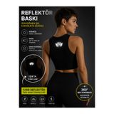 TWINTICKS Kadın Siyah Reflektör Baskılı Lotus Çiçeği Desenli Crop Spor Atlet – Yüksek Fitness, Yoga ve Günlük Kullanım