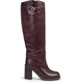 Twist Deri Görünümlü Topuklu Çizme TW6250035021035 - Bordo