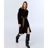 Twist Desen Mıx Kuşaklı Kadın Kaban %70 Polyester %30 Polyviskon Oversize Kahverengi Midi TW6250008039074 - 38