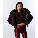 Twist Kadın Bordo Parlak Dokulu Puffer Mont TW6250012052035 Uzun Kol Kapüşonlu Yaka - 38