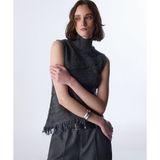 Twist Kadın Kolsuz Antrasit Renk Yarım Balıkçı Yaka Triko Süveter TW6250050608036 Günlük Stil
