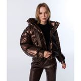 Twist Kadın Oversize Kesim Kahverengi Puffer Mont TW6250012227074 Kapüşonlu Yaka ile Şık - 40